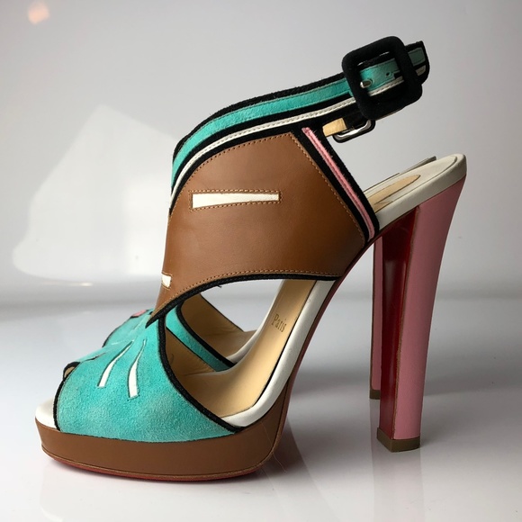 Christian Louboutin Shoes - Christian Louboutin Cutout Multicolor Booties 38